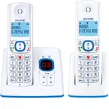 ALCATEL F530 Voice Duo - Schnurloses Festnetztelefon DECT mit Anrufbeantworter - Großes Display - Freisprechfunktion - Anrufblockierungsfunktion - 2 Direktwahltasten - Weiß/Blau