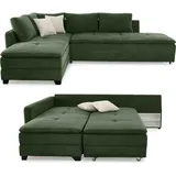 luma-home Ecksofa-Dauerschläfer, Grün, & Couches, Wohnlandschaften, Ecksofas