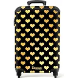 noboringsuitcases NoBoringSuitcases.com® Koffer Handgepäck Trolley Rollkoffer Kleine Reisekoffer mit Rollen - Goldene Herzen auf schwarzem Hintergrund - Cabin Si... < Bunt