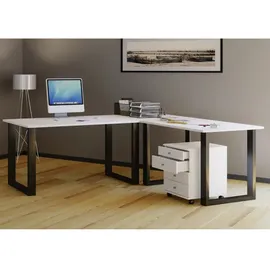 VCM Eckschreibtisch Lona Weiß / Schwarz