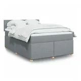 vidaXL Boxspringbett mit Matratze Hellgrau 160x200 cm Stoff
