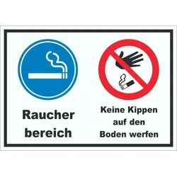 Aufkleber Raucherbereich Boden verboten A6 (105x148mm)