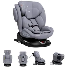 KIKKABOO Kindersitz i-Felix i-Size (40-150cm) Isofix Top Tether 360 Grad Drehung hellgrau