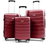 Easy Move ABS Hartschalenkoffer - Reisekoffer mit 360° Rädern, Zahlen-Schloss -, Hartschalenkoffer, Luggage, Trolley Koffer (Wine Red, Set)