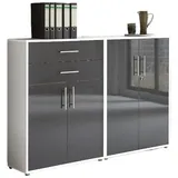 BMG Möbel Aktenschrank Tabor (Set 12, Büroschrank abschließbar mit Metallgriffen) Made in Germany weiß