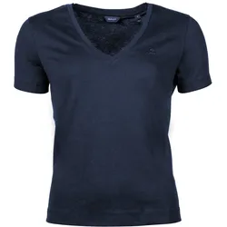 GANT Damen T-Shirt - Original V-Neck SS T-Shirt, Baumwolle, kurzarm Blau XS