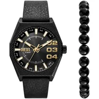Diesel Quarzuhr SCRAPER, (Set, 2-tlg., mit Armband), Armbanduhr, Herrenuhr, ideal auch als Geschenk schwarz