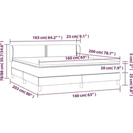 vidaXL Boxspringbett mit Matratze Hellgrau 160x200 cm Stoff