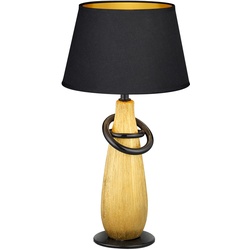 Tischlampe schwarz Nachttischleuchte Schlafzimmer Schreibtischlampe gold, Retro Leselampe Nachtlicht Keramik Stoff, 1x E14 Fassung, DxH 20x38 cm