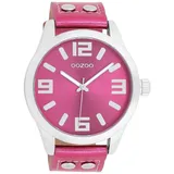 Oozoo Basic Line Uhr C1078 Lederband Metallic Pink 46 mm - Magenta