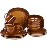 Beliani Turmeric Tafelservice 16-tlg. braun