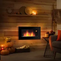 HOMCOM Elektrokamin mit LED Flammeneffekt,1000/2000W Wandkamin, Wandmontage