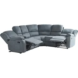 5-Sitzer Ecksofa Stoff manuell verstellbar dunkelgrau ROKKE
