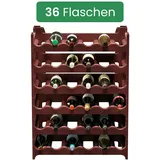 ARTECSIS Weinregal stapelbar Kunststoff für 36 Flaschen, stabiles Flaschenregal in Gastronomie-Qualität, modular erweiterbar, Braun