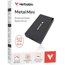 Verbatim Metal Mini SSD 512 GB USB-C 3.2 Gen 2 Schwarz 32030