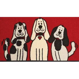 Wash+Dry Fußmatte Three Dogs 50 x 75 cm Polyamid Rot