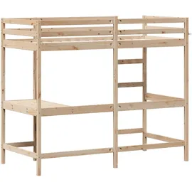 vidaXL Hochbett mit Schreibtisch 90 x 200 cm Kiefer massiv braun
