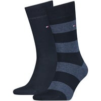 Tommy Hilfiger Herren Socken - Rugby Sock, Strümpfe, Streifen, uni/gestreift, Vorteilspack Dunkelblau 39-42