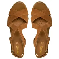 GEOX D Ponza C Wedge Sandal, Cognac, 39 EU