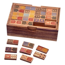 Logoplay Holzspiele Spiel, Domino Doppel 15 für 2 bis 6 Spieler – Gesellschaftsspiel mit 136 SpielsteinenHolzspielzeug