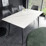 riess-ambiente Design Esstisch MILANO 120cm weiß Keramik marmoriert schwarze Metallbeine Esszimmertisch Konferenztisch Tisch - Weiß