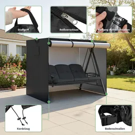 M MCombo Hollywoodschaukel Abdeckung 3-4 Sitzer, Abdeckplane Wasserdicht & UV-Beständig für Gartenschaukel 4093 4095 4088 8018, Schutzhülle 4002 (Oxford, Schwarz)