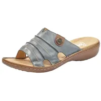 Rieker Roman Leather Rouched Slip On Mules Denim 37 EU