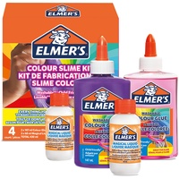 Elmer's Colour Slime Kit | Zubehör für Schleim enthält auswaschbaren | farbigen PVA-Kleber | farblich sortiert | mit magischer Schleim-Aktivator-Lösung | 4-teiliges Kit