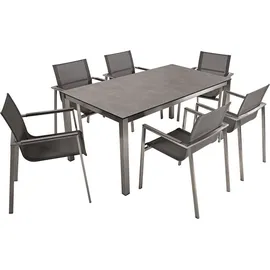 Garden Pleasure Sitzgruppe Sienna, silber Kunststoff, Metall, 9-teilig