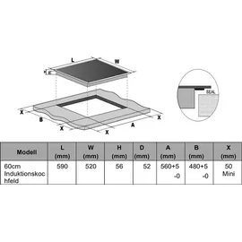 Bosch Backofen HBF114ESO mit Wolkenstein Kochfeld Flächeninduktion 60cm autark