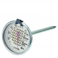 Taylor Fleischthermometer, Ofenfestes Küchenthermometer mit Sonde, Ideal für Fleisch-, Fisch- und Grillgerichte, mit Garzeitengrafik, Edelstahl