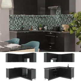 Vicco Winkelküche Fame-Line L-Form 190 cm Schwarz/Anthrazit
