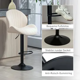 Homcom Barhocker 2er Set Höhenverstellbar Drehbar Tresenhocker mit Chenille-Optik, Beige