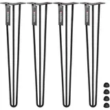HOLZBRINK 4 x Hairpin Tischbeine Metall 3-Stangen, Hairpin Leg Möbelfuß, Schwarz, 60 cm, HLT-13A-60-9005