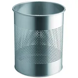 Durable Papierkorb 15 l H315xØ260 mm mit Lochraster Metall rund 15l H315xØ260mm Stahlbl.pulverbe.silber-metallic
