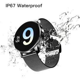 krostming Smartwatch Damen Herren mit Telefonfunktion Rund 360 * 360 Auflösung IP67 Wasserdicht Herzfrequenz SpO2 Blutdruckmessung 20 Sportmodi APP Android IOS - Schwarz