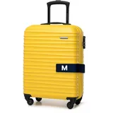 WITTCHEN Reisekoffer Handgepäck Kabinengepäck Rollkoffer Kabinenkoffer Kleiner Koffer Trolley Hartschale aus ABS 4 Spinner-Rollen Zahlenschloss Groove Line Größe S gelb Lufthansa/Eurowings/Ryanair