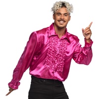 Boland- Disco Hemd mit Rüschen, Pink, für Herren, Kostüm, Party Shirt, Schlagermove, 70er Jahre, Mottoparty, Karneval