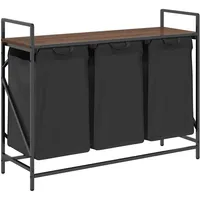 vidaXL Wäschekorb 3 Fächer mit Ablage Braun Eichen-Optik