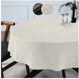 ANRO Tischdecke mit feiner Veredelung und Beschichtung Tischwäsche Stoff-Tischdecke (Einzelstück 1-tlg), Premium TEFLON und 2-Fache Acryl Beschichtung beige Oval | 140 cm x 220 cm