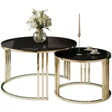 lookway Lori Glass Gold Schwarz Rund 70 x 48 cm