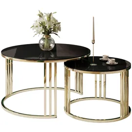 lookway Lori Glass Gold Schwarz Rund 70 x 48 cm