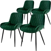 ML-Design 4er Set Esszimmerstühle Wohnzimmerstühle Küchenstuhl Dunkelgrün Samt
