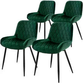 ML-Design 4er Set Esszimmerstühle Wohnzimmerstühle Küchenstuhl Dunkelgrün Samt