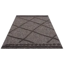 Carpet City Teppich CARPET CITY "In-& Outdoorteppich Santorini 58578, 3D-Effekt, Raute-Optik", grau (anthrazit), B:120cm H:5mm L:170cm, Polypropylen (PP), Teppiche, Teppich, Wetterfest & UV-beständig für Terrasse, Balkon, Küche, Flur