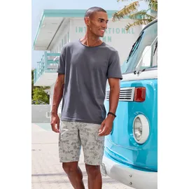 John Devin Cargoshorts JOHN DEVIN "- Bermuda mit Cargotaschen und sommerlichem Palmen Druck", Herren, Gr.