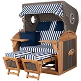 Mr. Deko Strandkorb Komplettset - bene living - Borkum XL Teak - PE grau - Modell 518 - inkl. Liftersystem