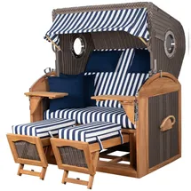 Mr. Deko Strandkorb Komplettset - bene living - Borkum XL Teak - PE grau - Modell 518 - inkl. Liftersystem