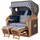 Mr. Deko Strandkorb Komplettset - bene living - Borkum XL Teak - PE grau - Modell 518 - inkl. Liftersystem