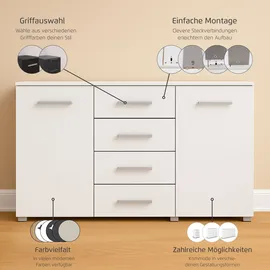 Rauch Kombikommode KOLUNA 120 x 81 x 42 cm Eiche Artisan / Glas Beige